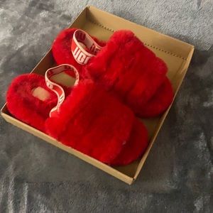 Red UGG slides